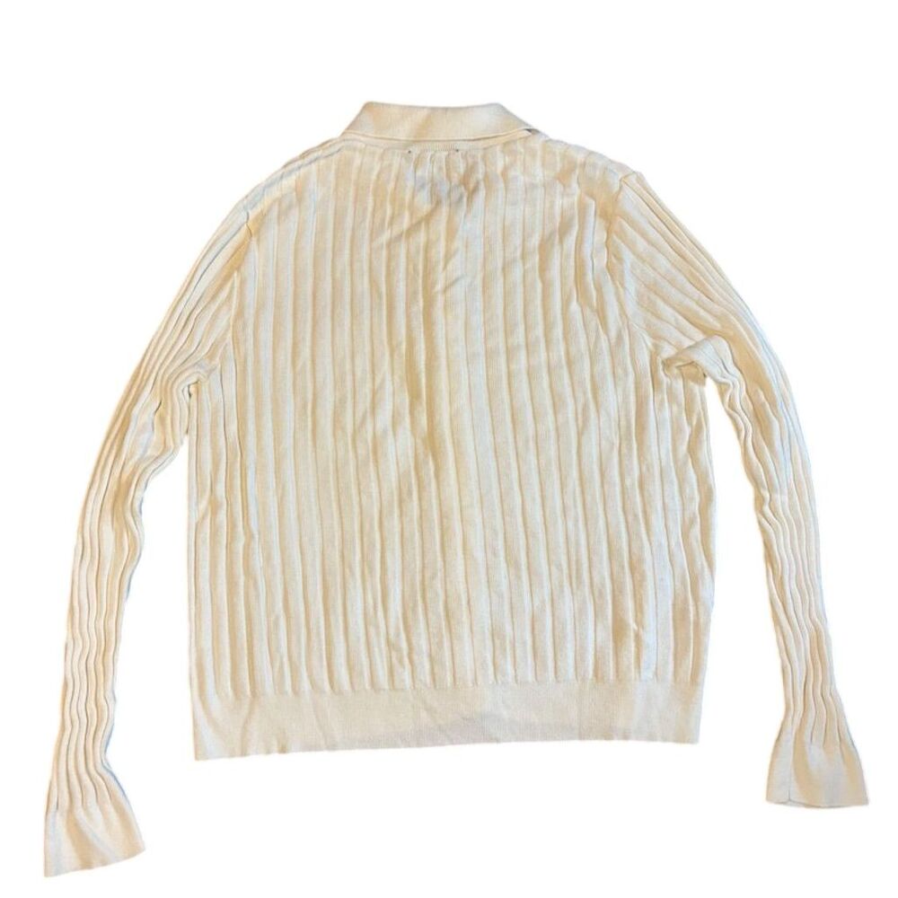 Ann Taylor Women's Cream Ribbed Knit Button-Down Cardigan Sweater XL - Picture 2 of 11